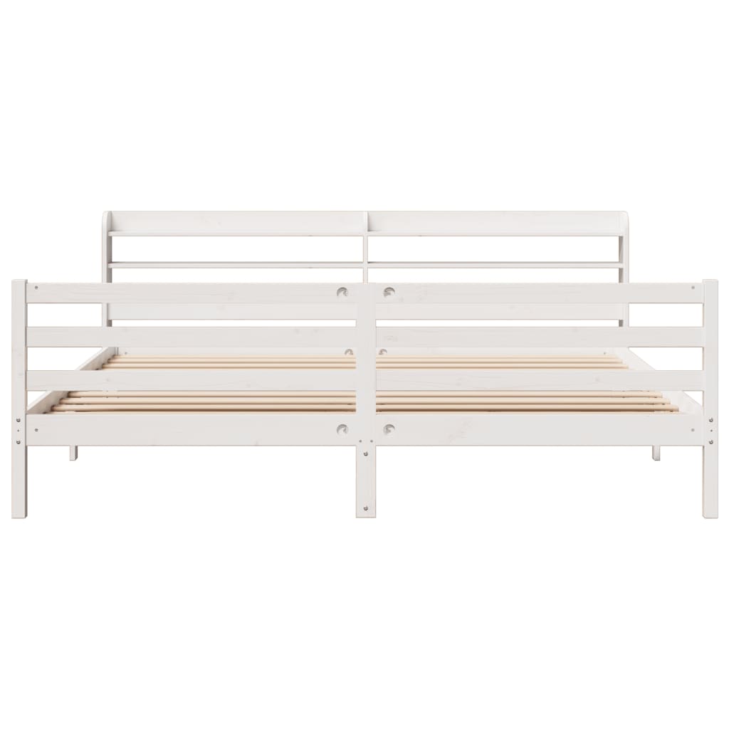 Bed Frame with Headboard without Mattress White 200x200 cm